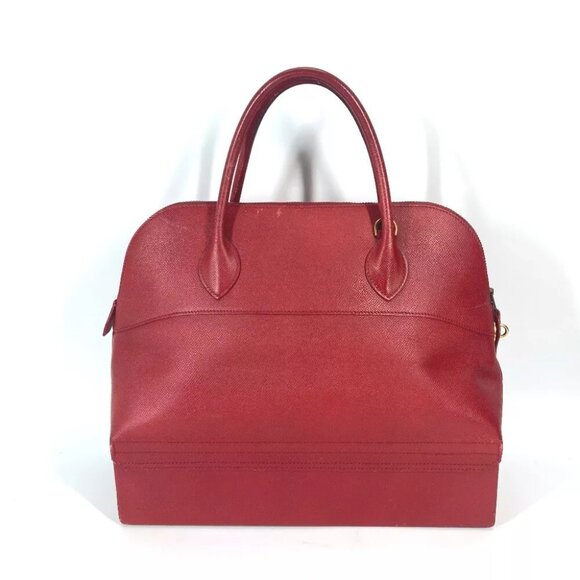 HERMES vintage McPherson Bag Box Hand Bag Courchevel Red/GoldHardware - Picture 1 of 16